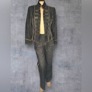 Edgy Denim Peter Nygard Suit – Unleash Your Inner Rockstar!
